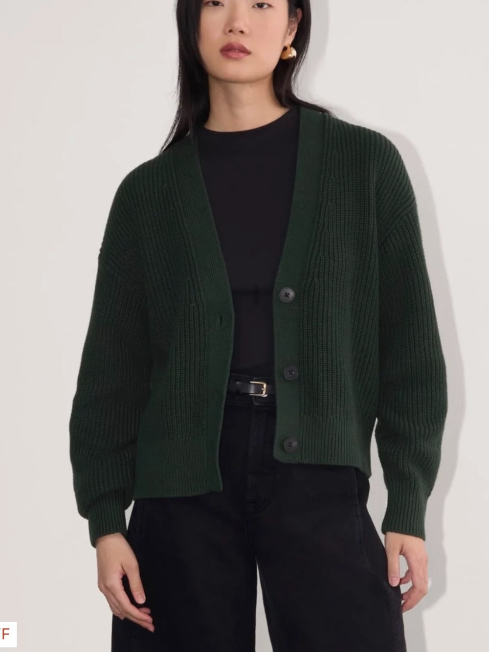 Everlane the Boxy Sweater Cardigan Dark Green Medium New with Tags